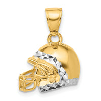 14k and White Rhodium D/C 3D Football Helmet Pendant-C4929