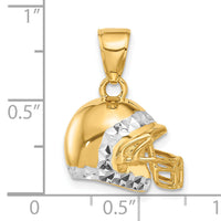 14k and White Rhodium D/C 3D Football Helmet Pendant-C4929