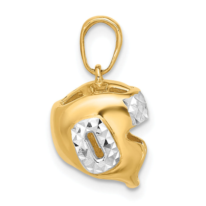 14k and White Rhodium D/C Wrestling Helmet Pendant-C4930