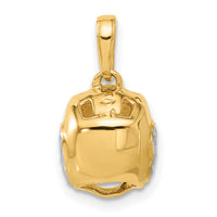 14k and White Rhodium D/C Wrestling Helmet Pendant-C4930