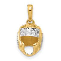 14k and White Rhodium D/C Wrestling Helmet Pendant-C4930