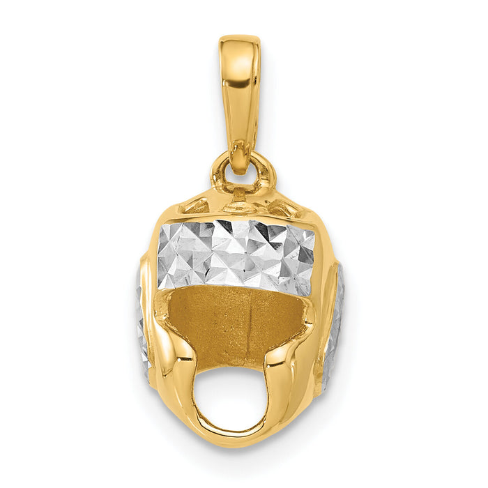 14k and White Rhodium D/C Wrestling Helmet Pendant-C4930