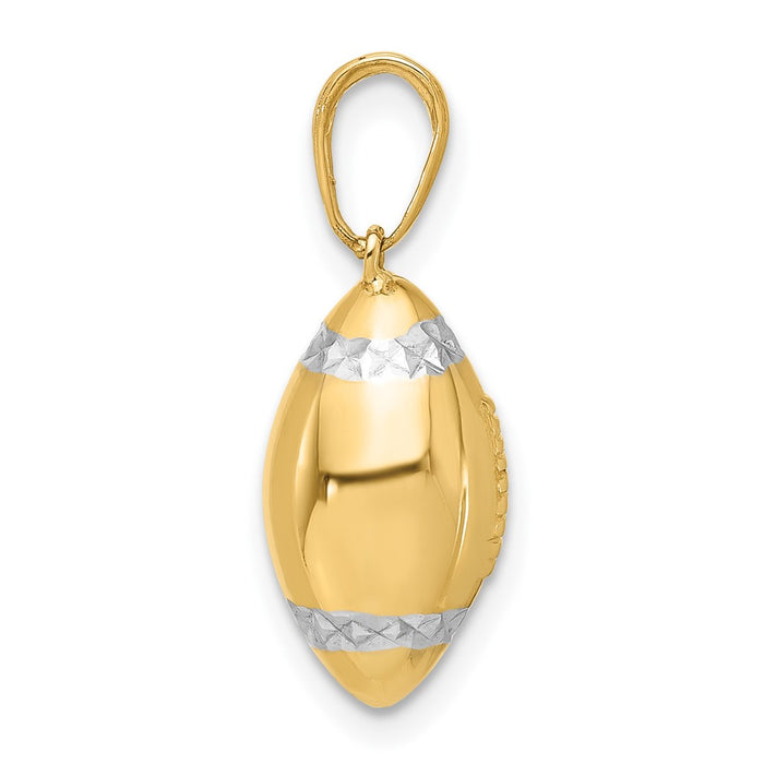 14k and White Rhodium D/C 3D Football Pendant-C4931