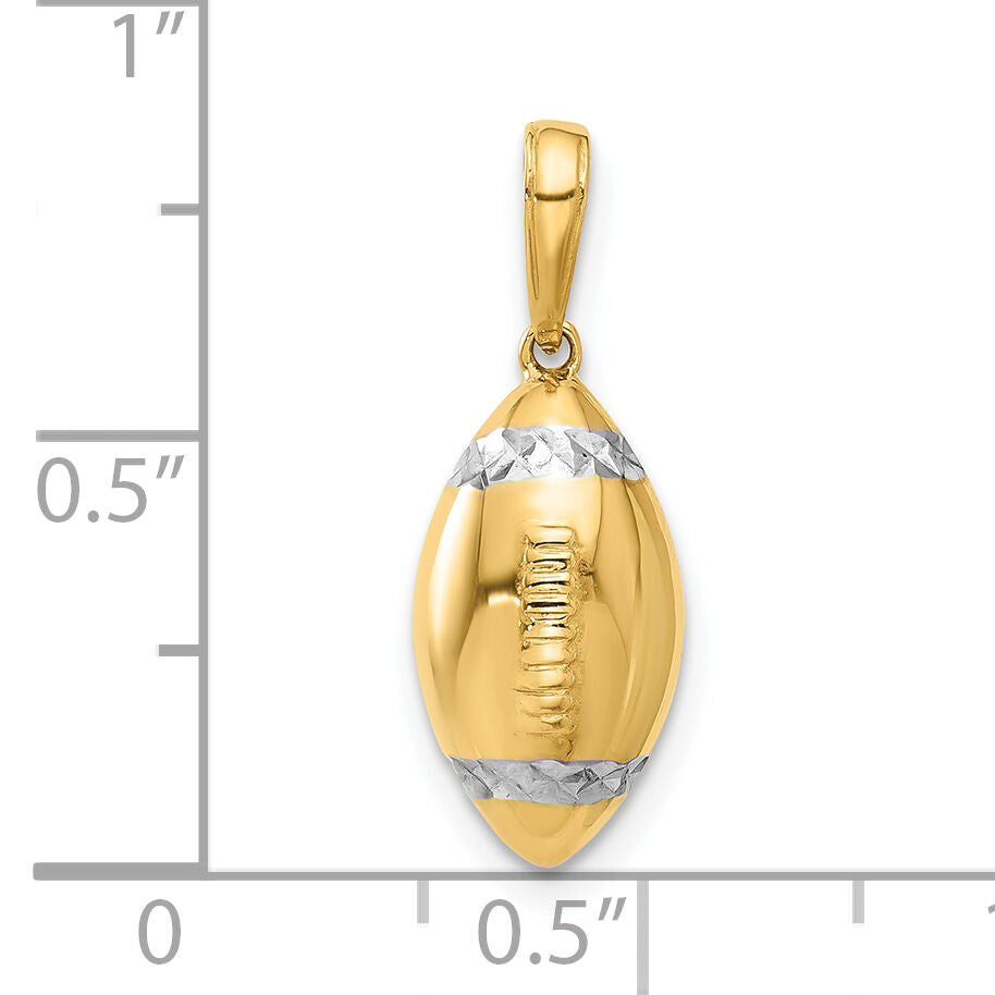 14k and White Rhodium D/C 3D Football Pendant-C4931