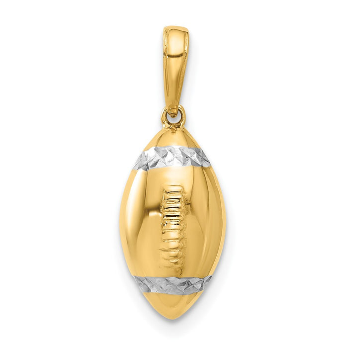 14k and White Rhodium D/C 3D Football Pendant-C4931