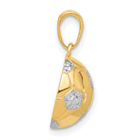 14K and White Rhodium D/C Soccer Ball Pendant-C4932