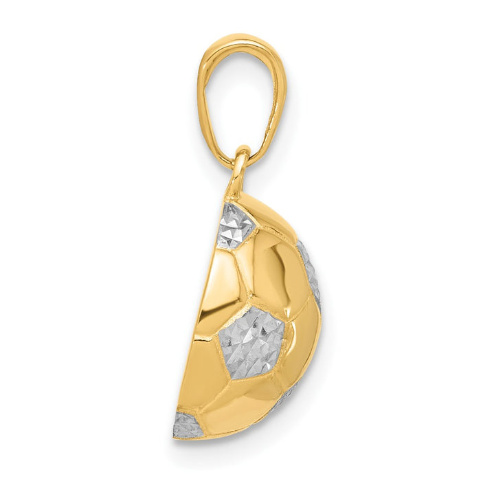 14K and White Rhodium D/C Soccer Ball Pendant-C4932