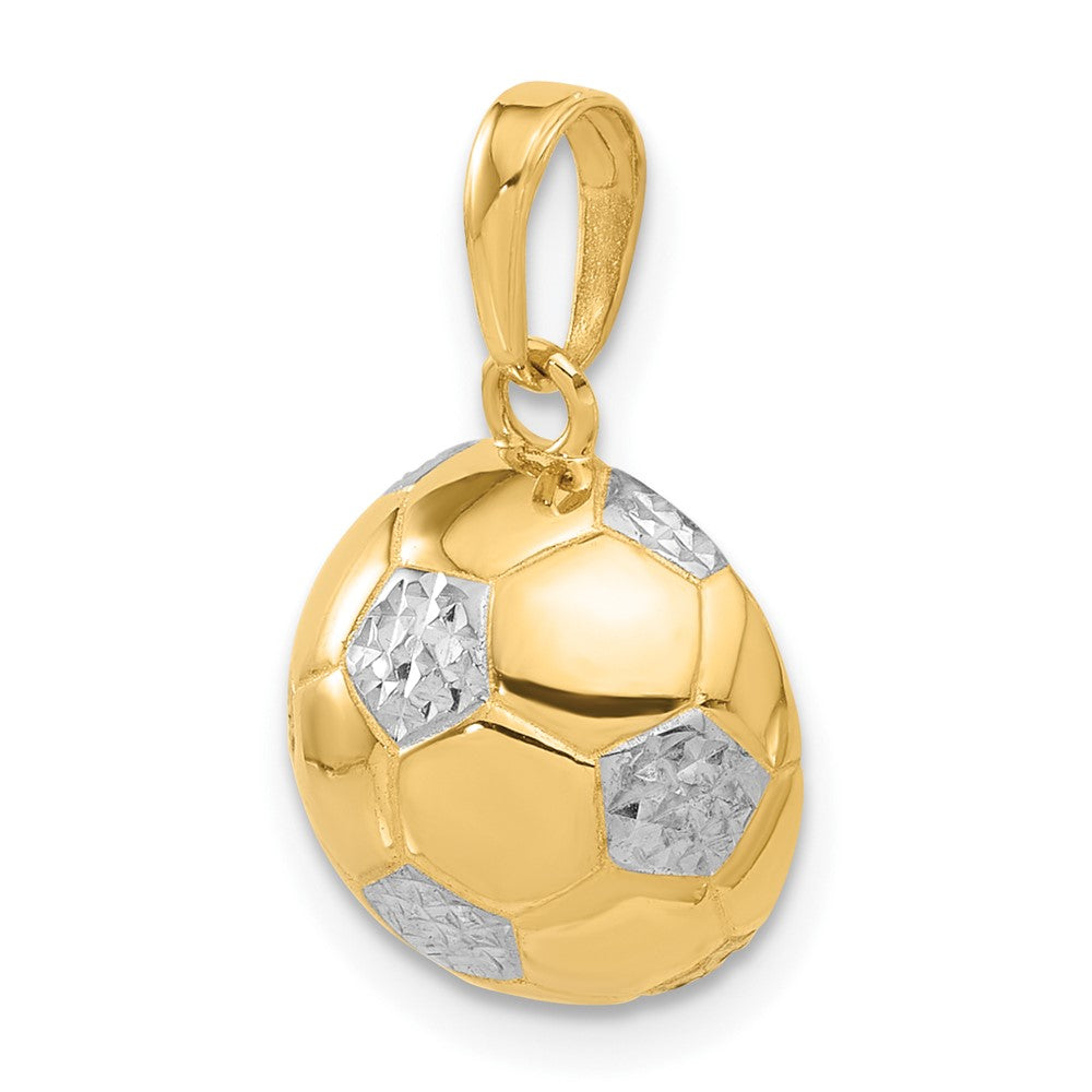 14K and White Rhodium D/C Soccer Ball Pendant-C4932