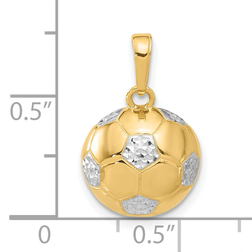 14K and White Rhodium D/C Soccer Ball Pendant-C4932