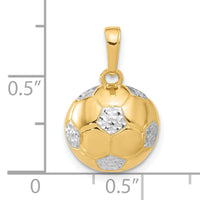14K and White Rhodium D/C Soccer Ball Pendant-C4932