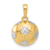 14K and White Rhodium D/C Soccer Ball Pendant-C4932