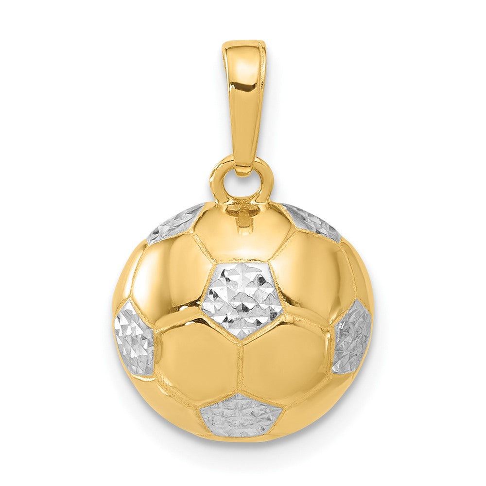 14K and White Rhodium D/C Soccer Ball Pendant-C4932