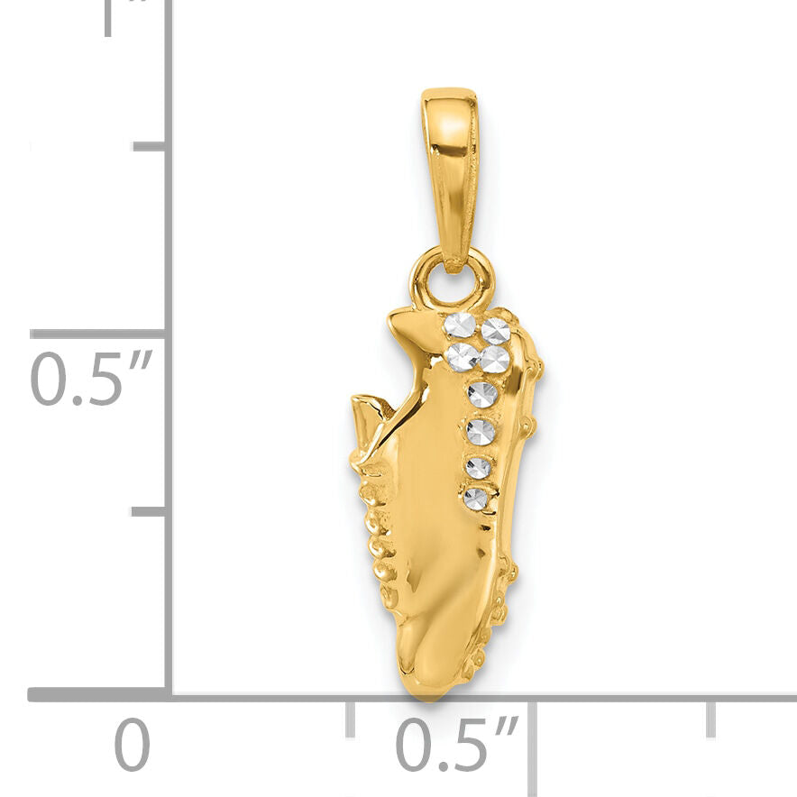 14k and White Rhodium D/C Soccer Cleat Pendant-C4933