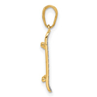 14k and White Rhodium D/C Skateboard Pendant-C4934