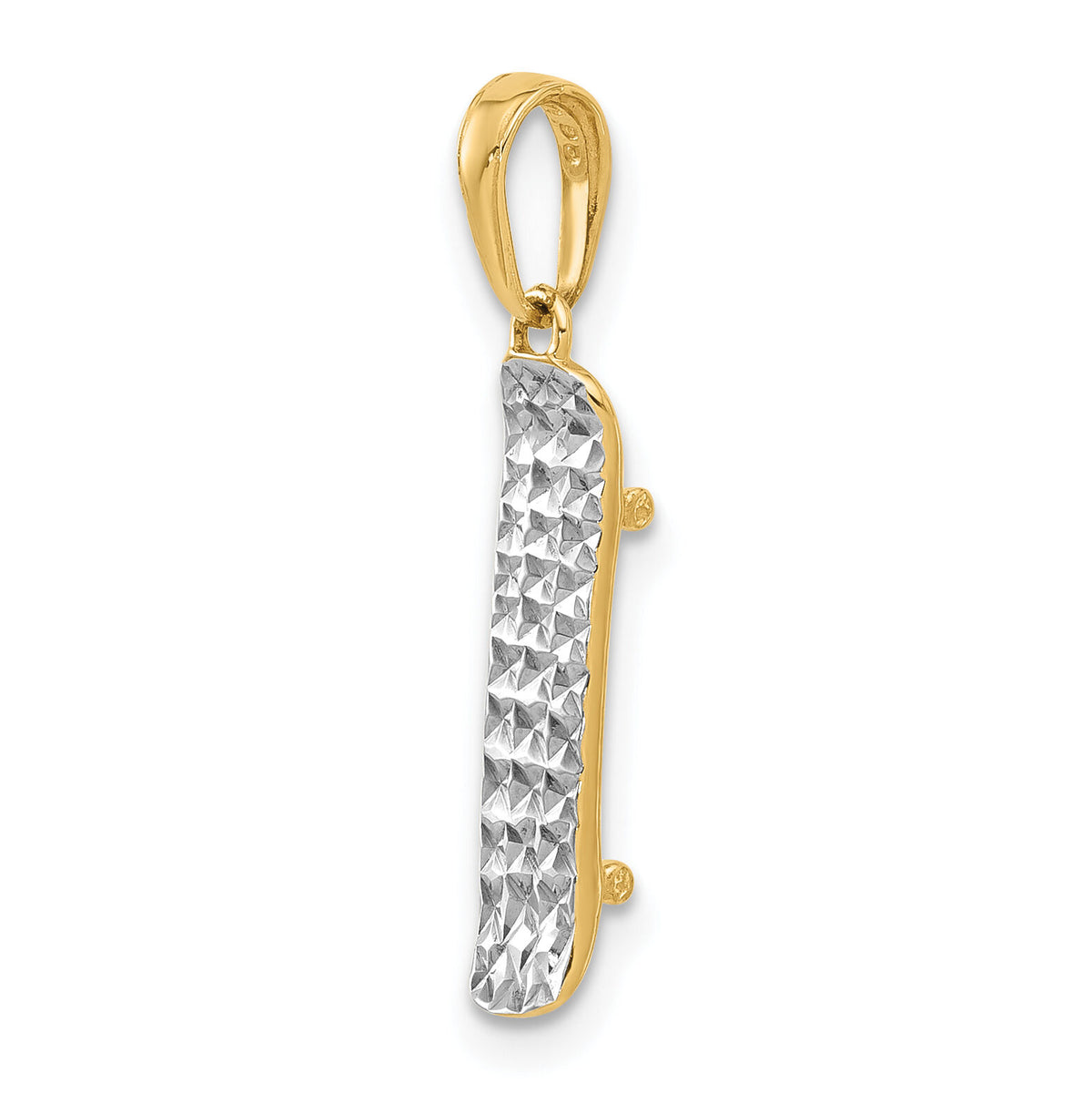 14k and White Rhodium D/C Skateboard Pendant-C4934
