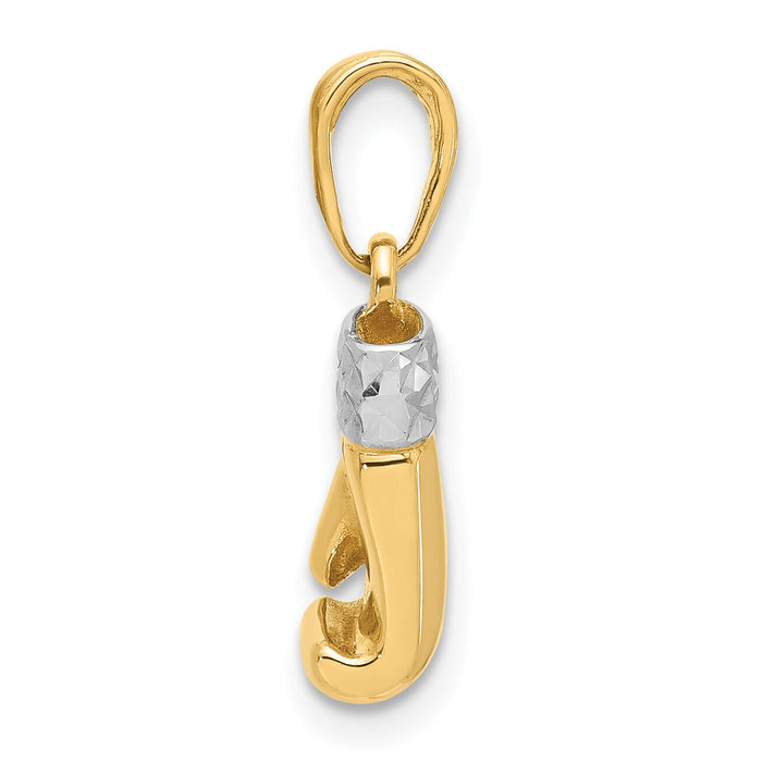 14k and White Rhodium D/C Boxing Glove Pendant-C4935