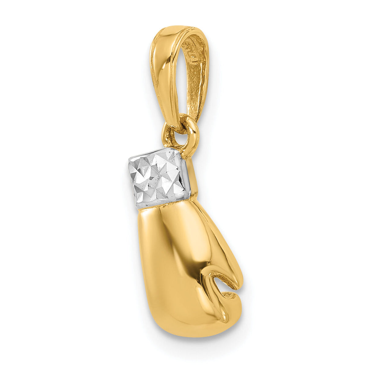 14k and White Rhodium D/C Boxing Glove Pendant-C4935