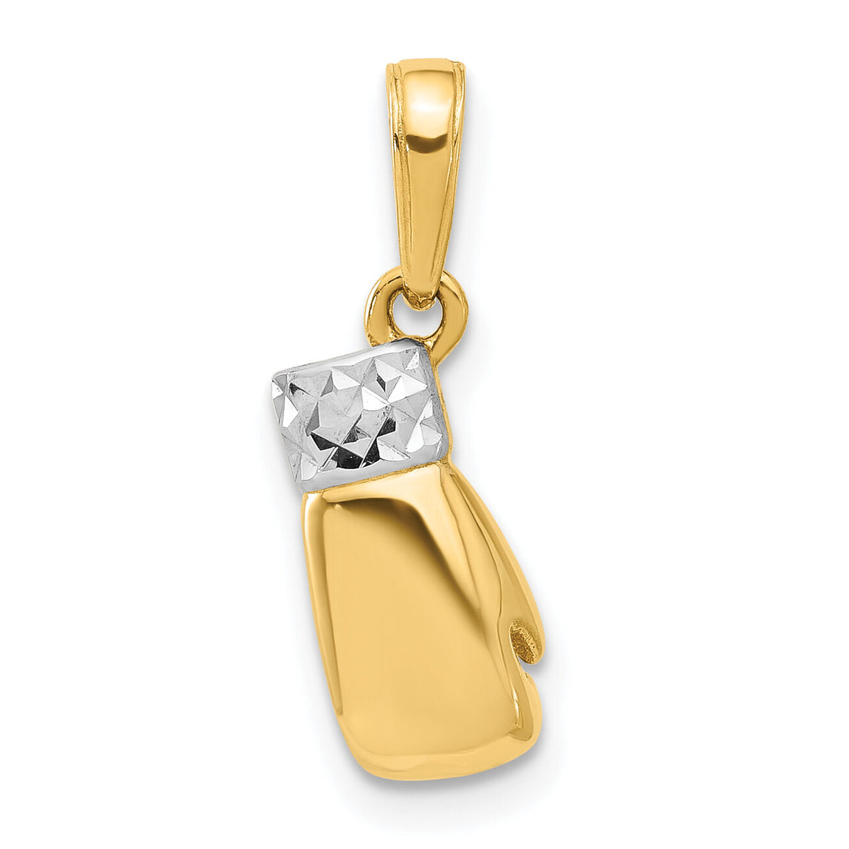 14k and White Rhodium D/C Boxing Glove Pendant-C4935