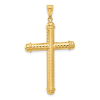 14K Polished and Diamond-cut Cross Pendant-C4936