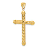 14K Polished and Diamond-cut Cross Pendant-C4936