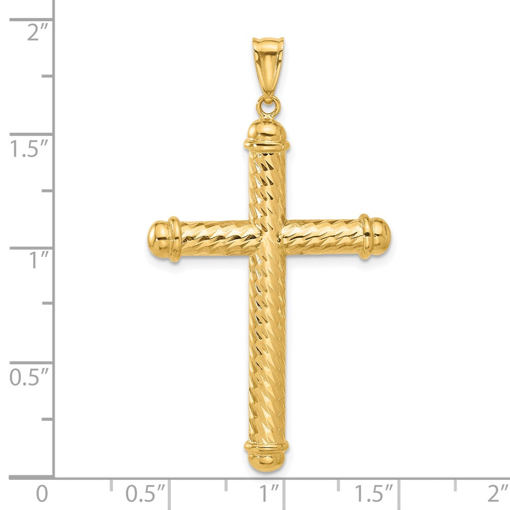 14K Polished and Diamond-cut Cross Pendant-C4936