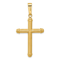 14K Polished and Textured Cross Pendant-C4937