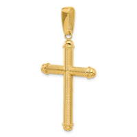 14K Polished and Textured Cross Pendant-C4937