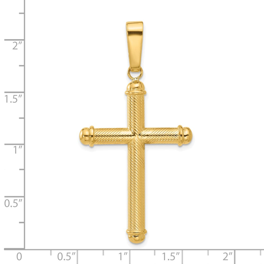 14K Polished and Textured Cross Pendant-C4937