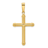 14K Polished and Textured Cross Pendant-C4937