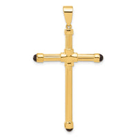 14K Polished with Black Onyx Cross Pendant-C4938
