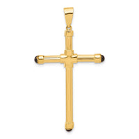 14K Polished with Black Onyx Cross Pendant-C4938