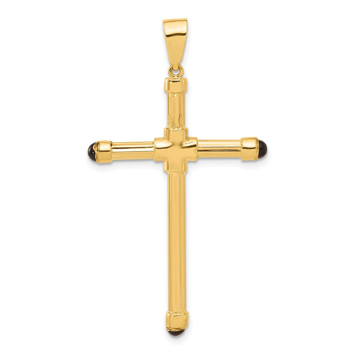 14K Polished with Black Onyx Cross Pendant-C4938