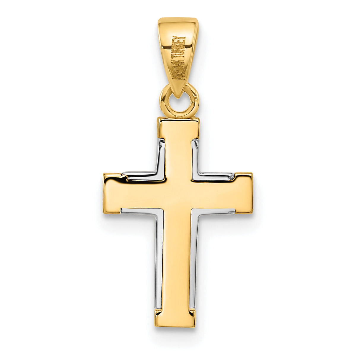 14K Two-tone Polished Cross Pendant-C4940