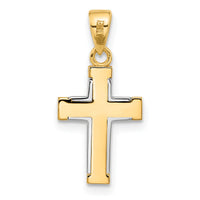 14K Two-tone Polished Cross Pendant-C4940