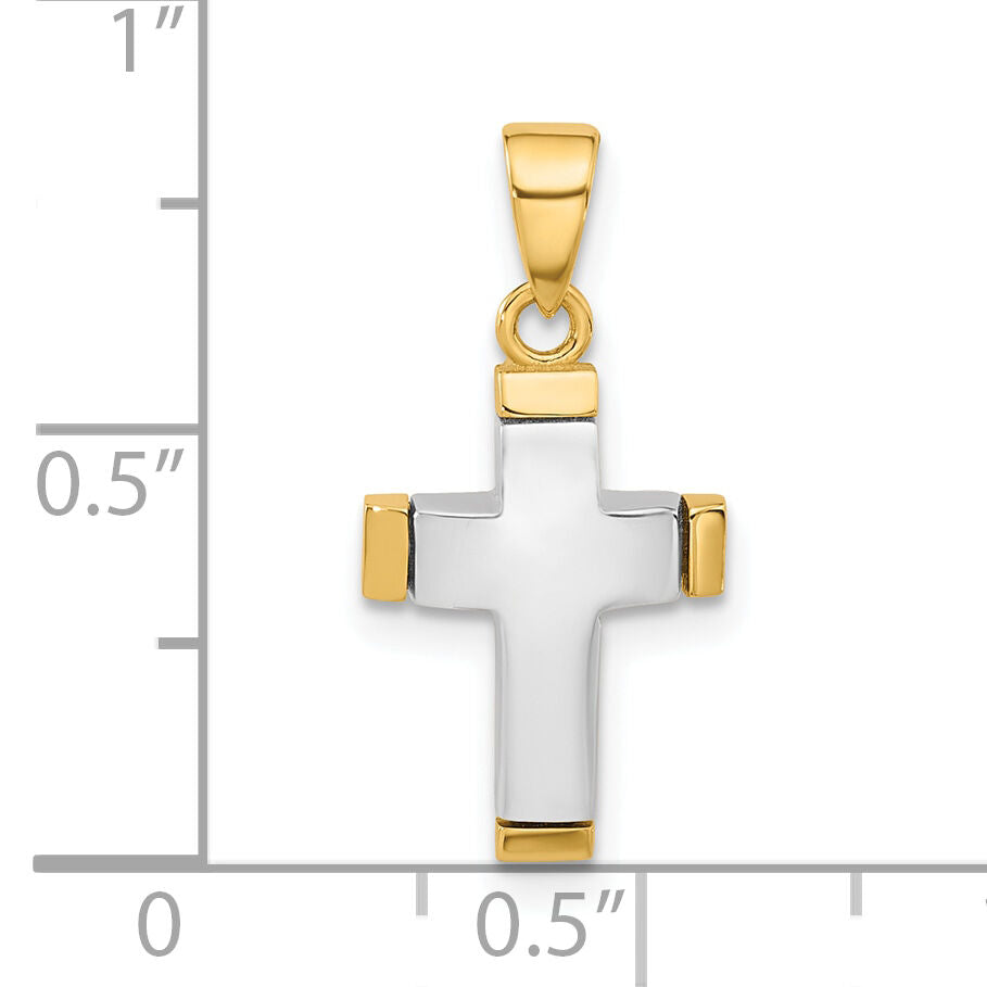 14K Two-tone Polished Cross Pendant-C4940