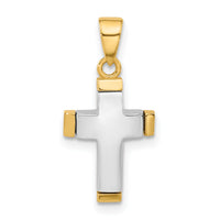 14K Two-tone Polished Cross Pendant-C4940