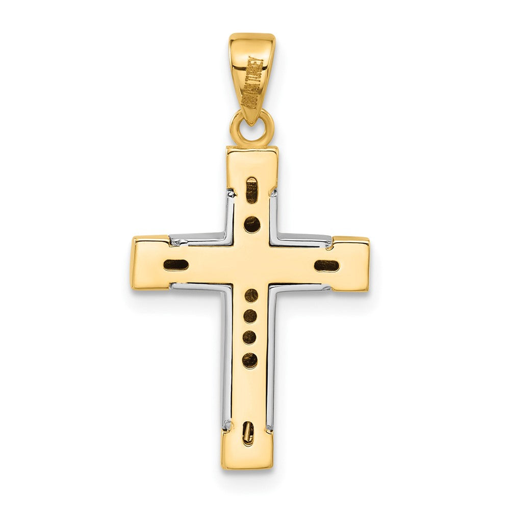 14K Two-tone Polished Cross Pendant-C4941