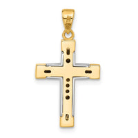 14K Two-tone Polished Cross Pendant-C4941