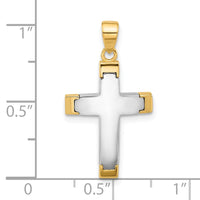 14K Two-tone Polished Cross Pendant-C4941