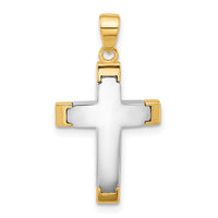 14K Two-tone Polished Cross Pendant-C4941
