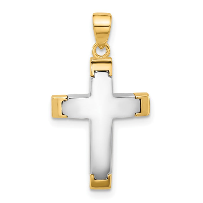 14K Two-tone Polished Cross Pendant-C4941