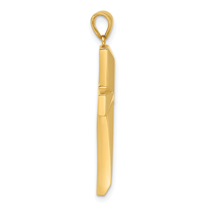 14K Polished Cross Pendant-C4943