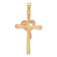 14K Two-tone with White Rhodium Polished Cross with Heart Pendant-C4947