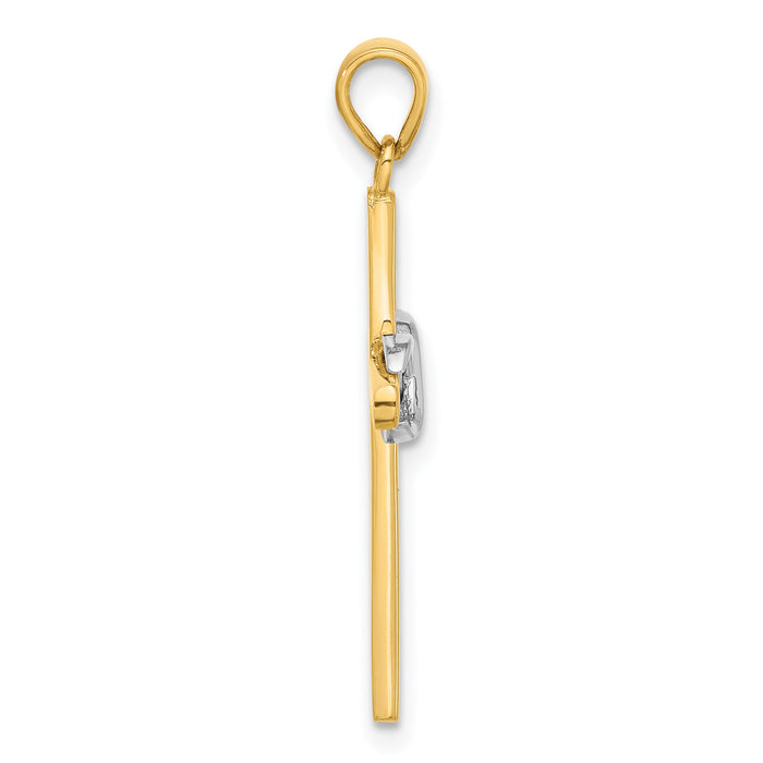14K Two-tone Polished Infinity Cross Pendant-C4948