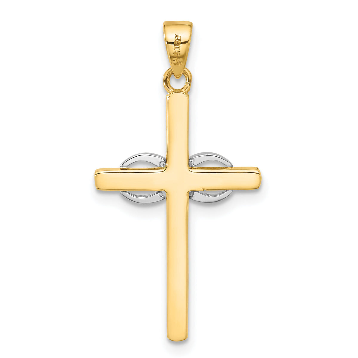 14K Two-tone Polished Infinity Cross Pendant-C4948