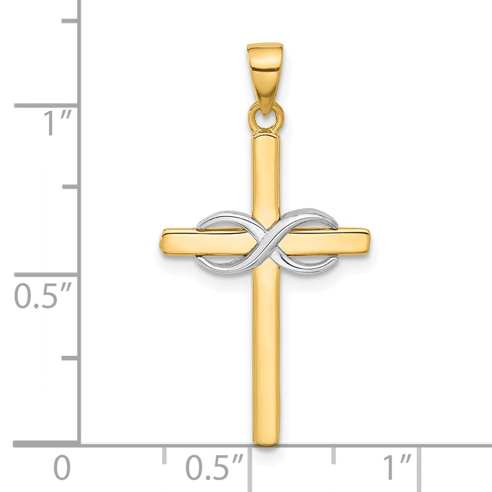 14K Two-tone Polished Infinity Cross Pendant-C4948