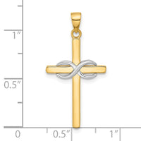14K Two-tone Polished Infinity Cross Pendant-C4948