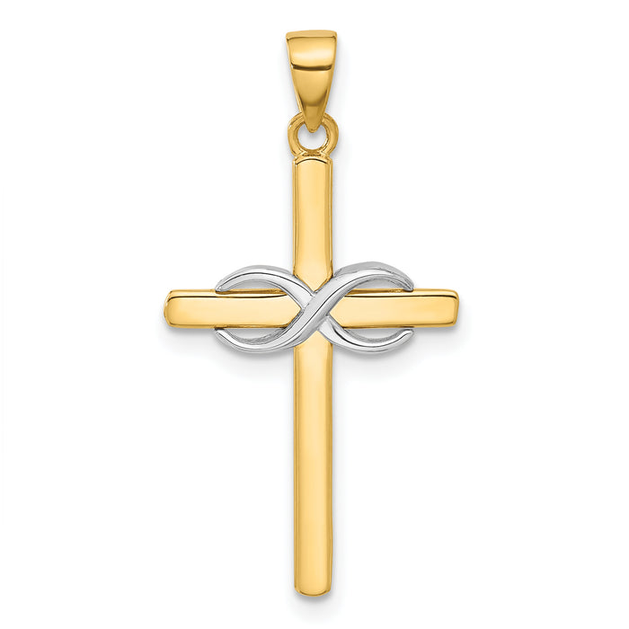 14K Two-tone Polished Infinity Cross Pendant-C4948