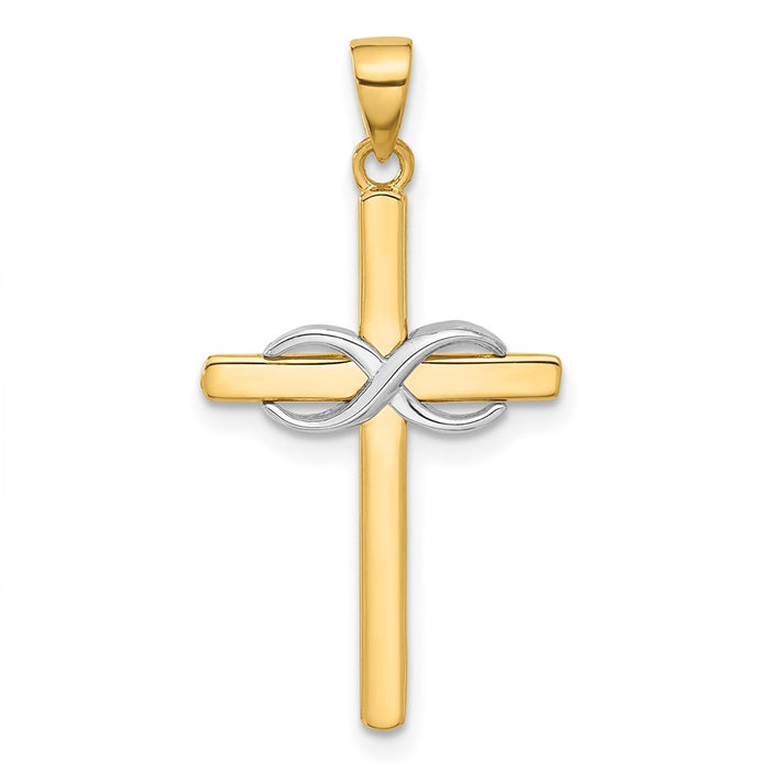14K Two-tone Polished Infinity Cross Pendant-C4948