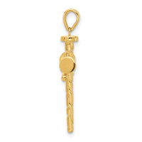 14K Polished and Textured Nails Cross Pendant-C4950